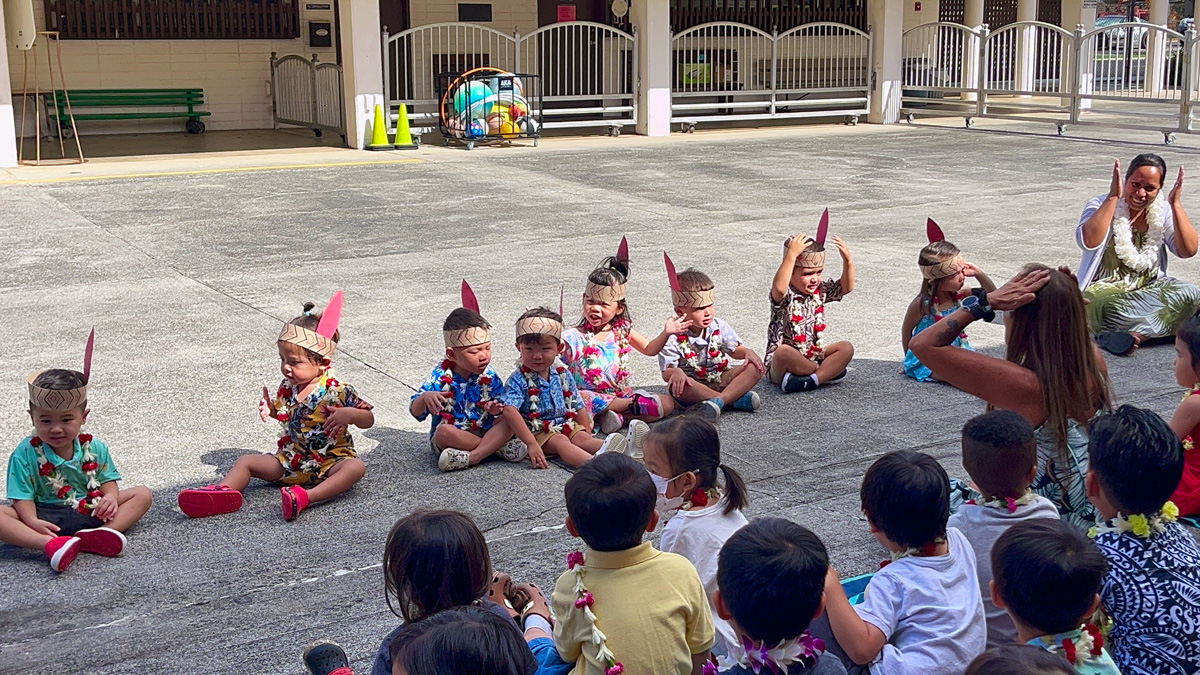 Makiki Christian Church Preschool Polynesian Culture Day students, Honolulu